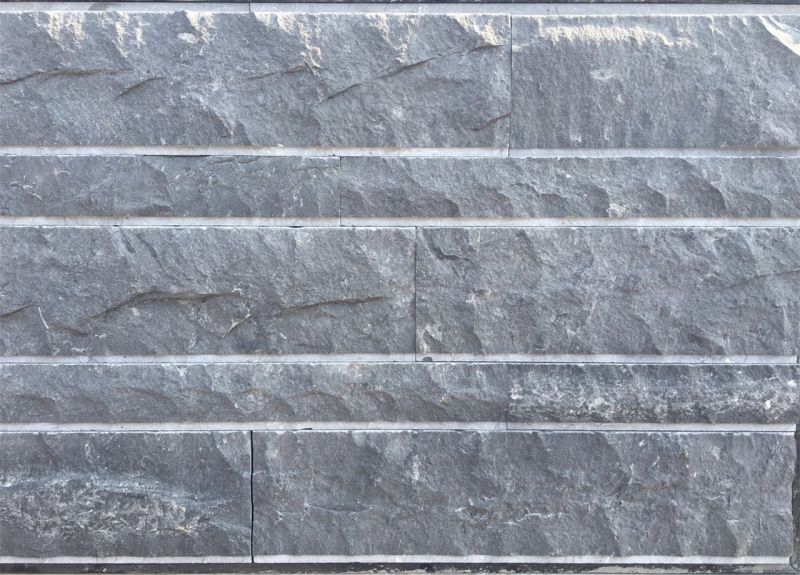 瑶池砚墨长条墙石及效果图(Black Limestone Long-strip Wallstone and Projects)